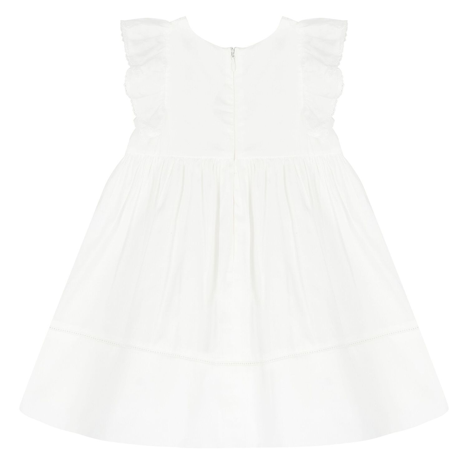 Younger Girls White Floral Dress, 1, hi-res