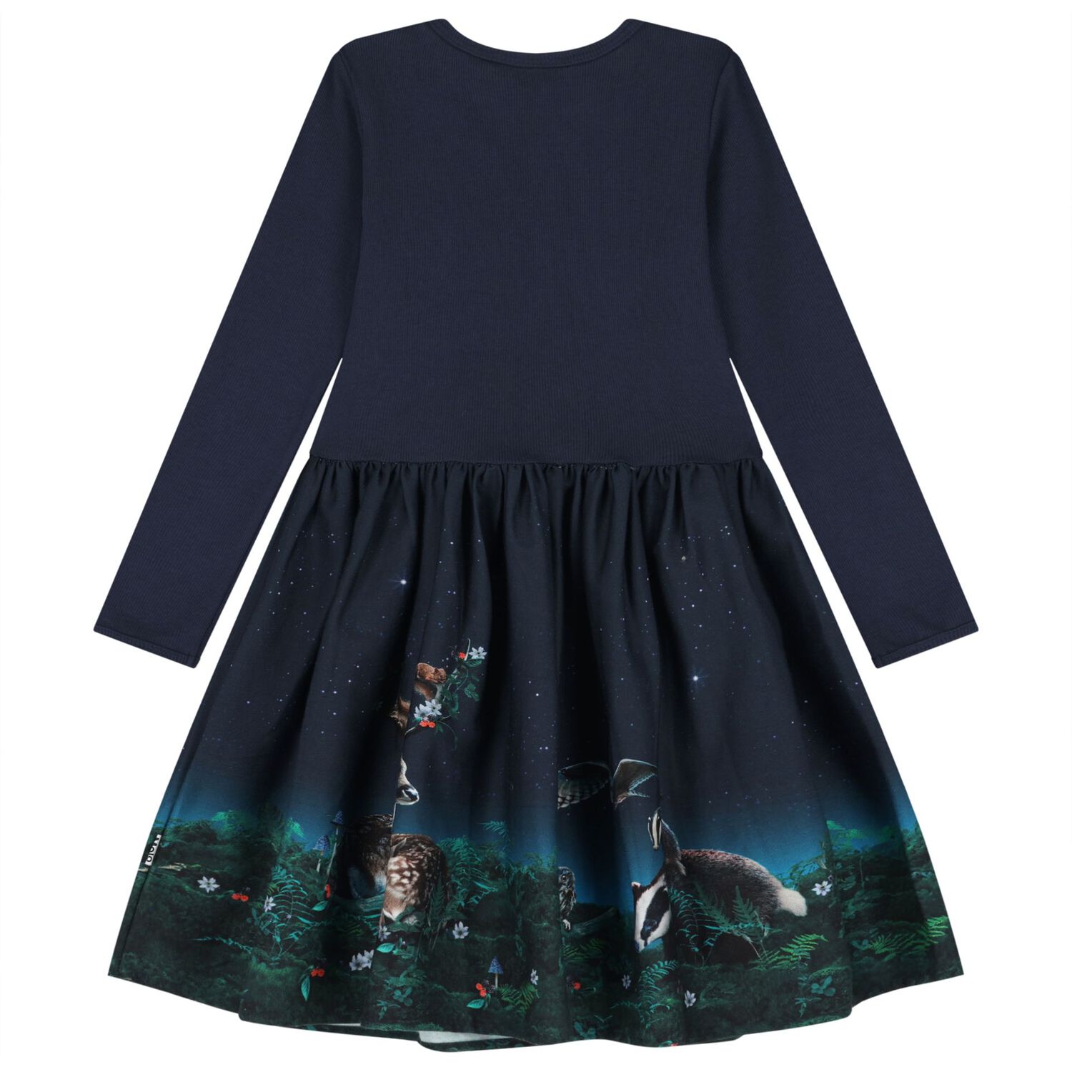Girls Navy Blue Night Forest Dress, 2, hi-res