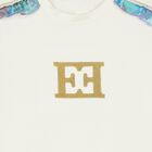 Girls Ivory & Blue Logo Dress, 1, hi-res