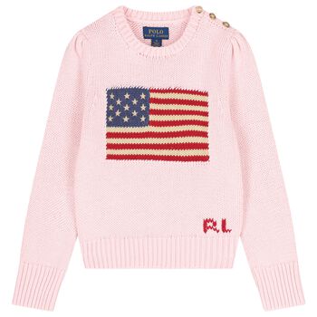 Girls Pink Logo Knitted Jumper