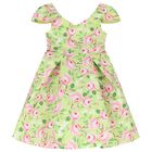 Girls Green Floral Dress, 1, hi-res