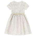 Girls Beige & Gold Floral Dress, 1, hi-res