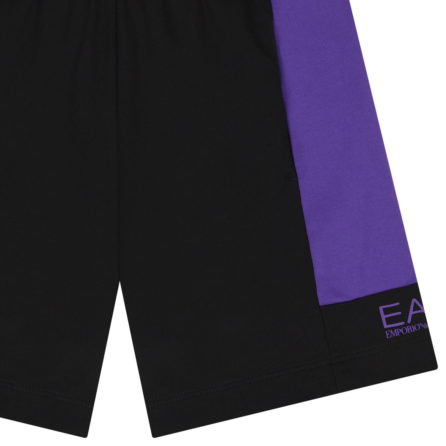 Boys Black & Purple Cotton Shorts, 1, hi-res