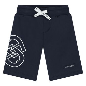 Younger Boys Navy Blue Logo Shorts