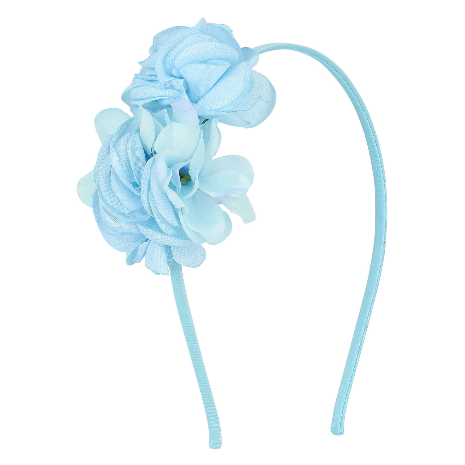 Girls Blue Flower Headband, 2, hi-res