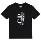Boys Black Logo T-Shirt, 4, hi-res