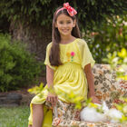 Girls Yellow Chiffon Dress, 1, hi-res