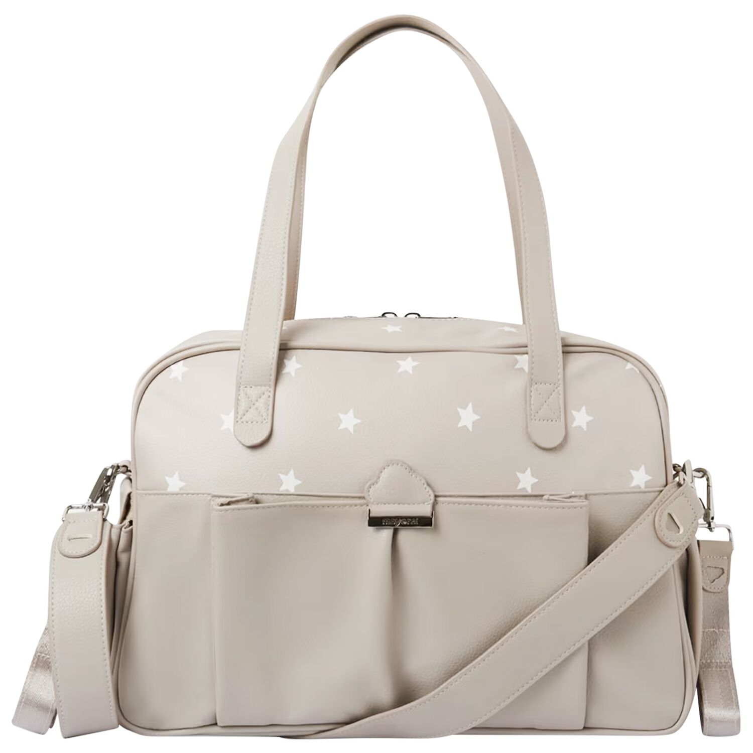 Beige Logo Stars Baby Changing Bag, 1, hi-res