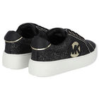 Girls Black & Gold Logo Trainers, 1, hi-res