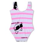 Girls White & Pink Choupette Stripe Swimsuit, 1, hi-res