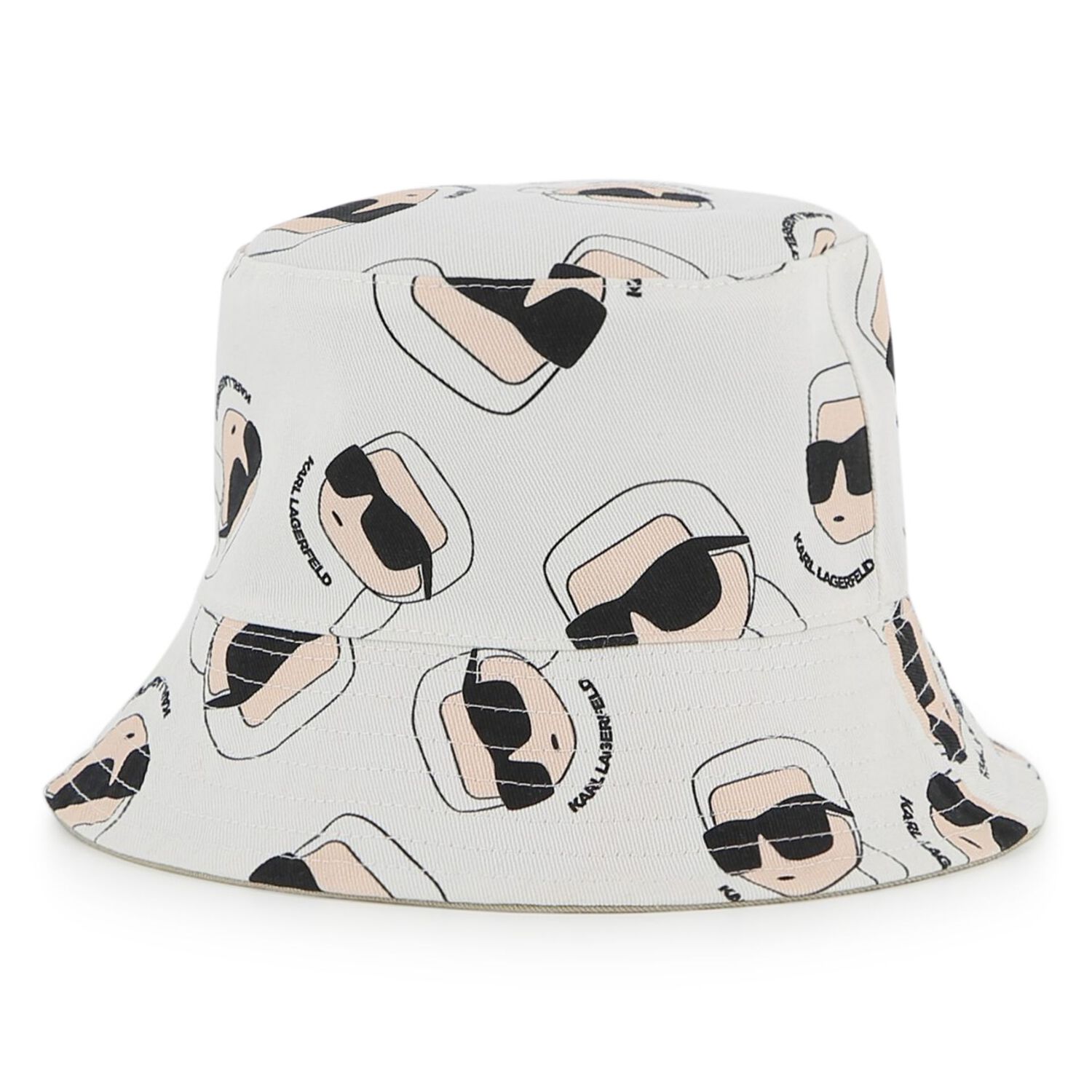 Baby Boys Beige & White Ikonik Karl Reversible Bucket Hat, 1, hi-res
