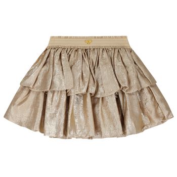 Girls Metallic Gold Puffed Skirt