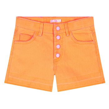 Girls Orange Denim Shorts