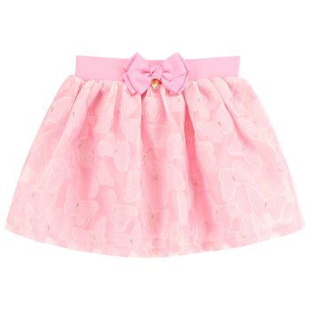 Girls Pink Butterfly Jacquard Skirt