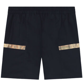 Boys Navy Blue Logo Shorts