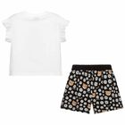 Girls Black & White Shorts & Top Set, 1, hi-res