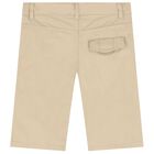 Boys Beige Logo Shorts, 2, hi-res