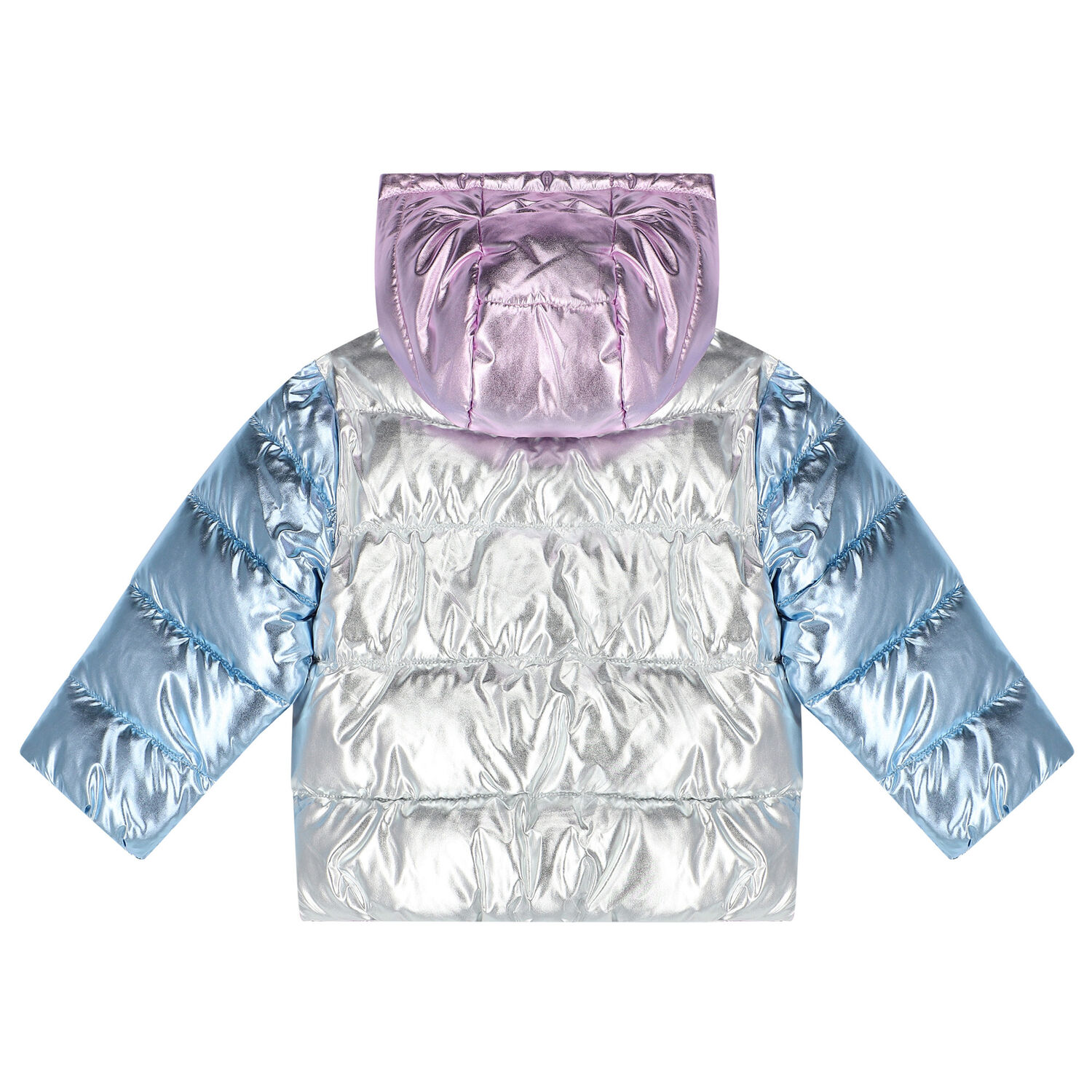 Girls Pink & Blue Metallic Puffer Jacket, 1, hi-res