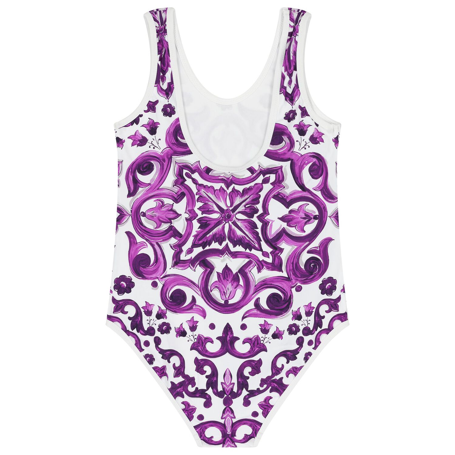 Girls White & Purple Majolica Swimsuit, 1, hi-res image number null