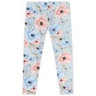 Girls Blue Floral & Butterfly Leggings , 1, hi-res