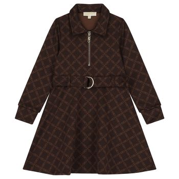 Girls Brown Logo Dress