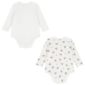 Baby Boys White Polo Bear Bodysuits ( 2 Pack )