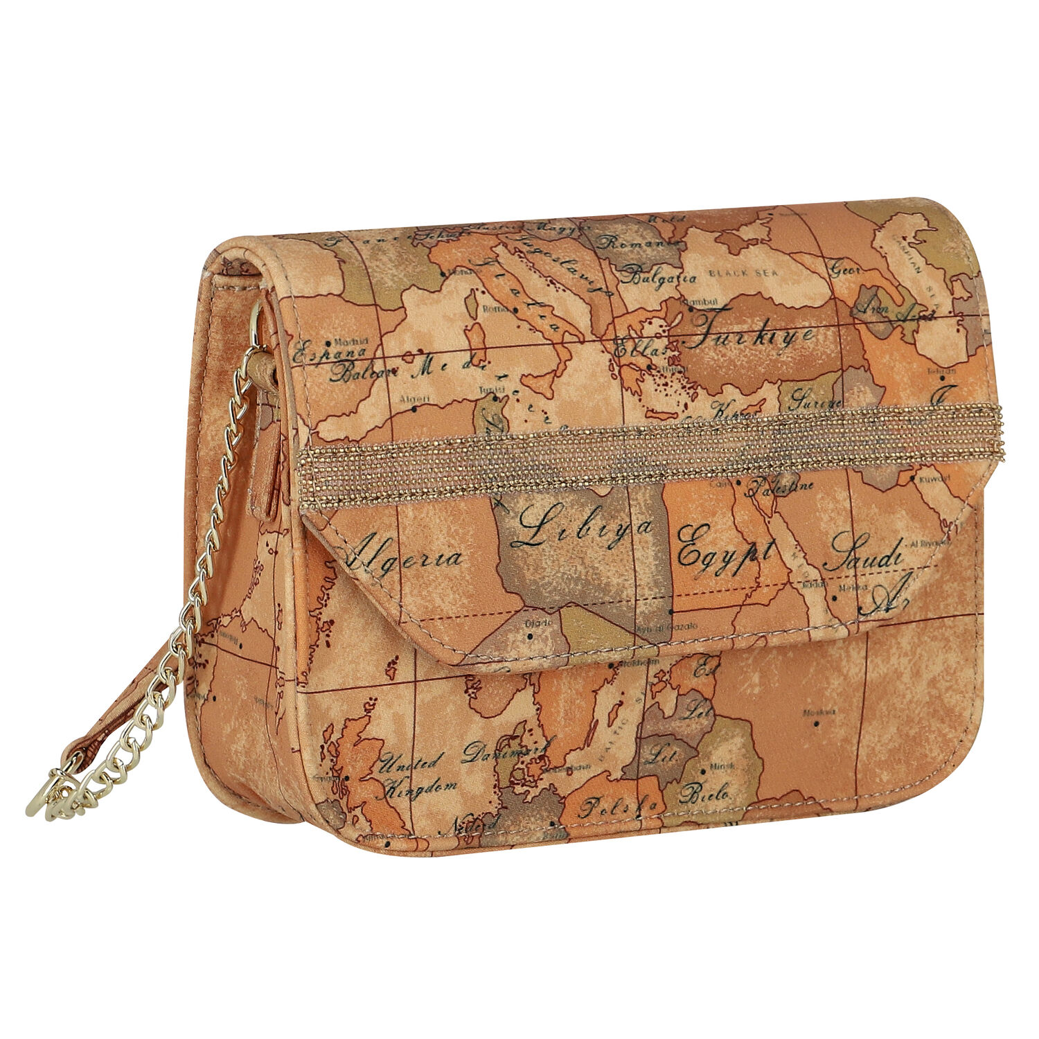 Girls Beige Geo Map Handbag, 1, hi-res
