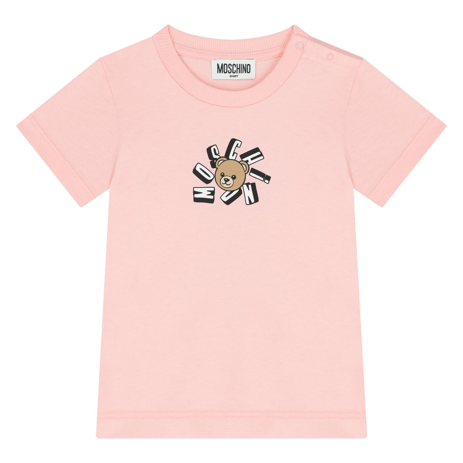 Younger Girls Pink Teddy Bear Logo T-Shirt, 4, hi-res