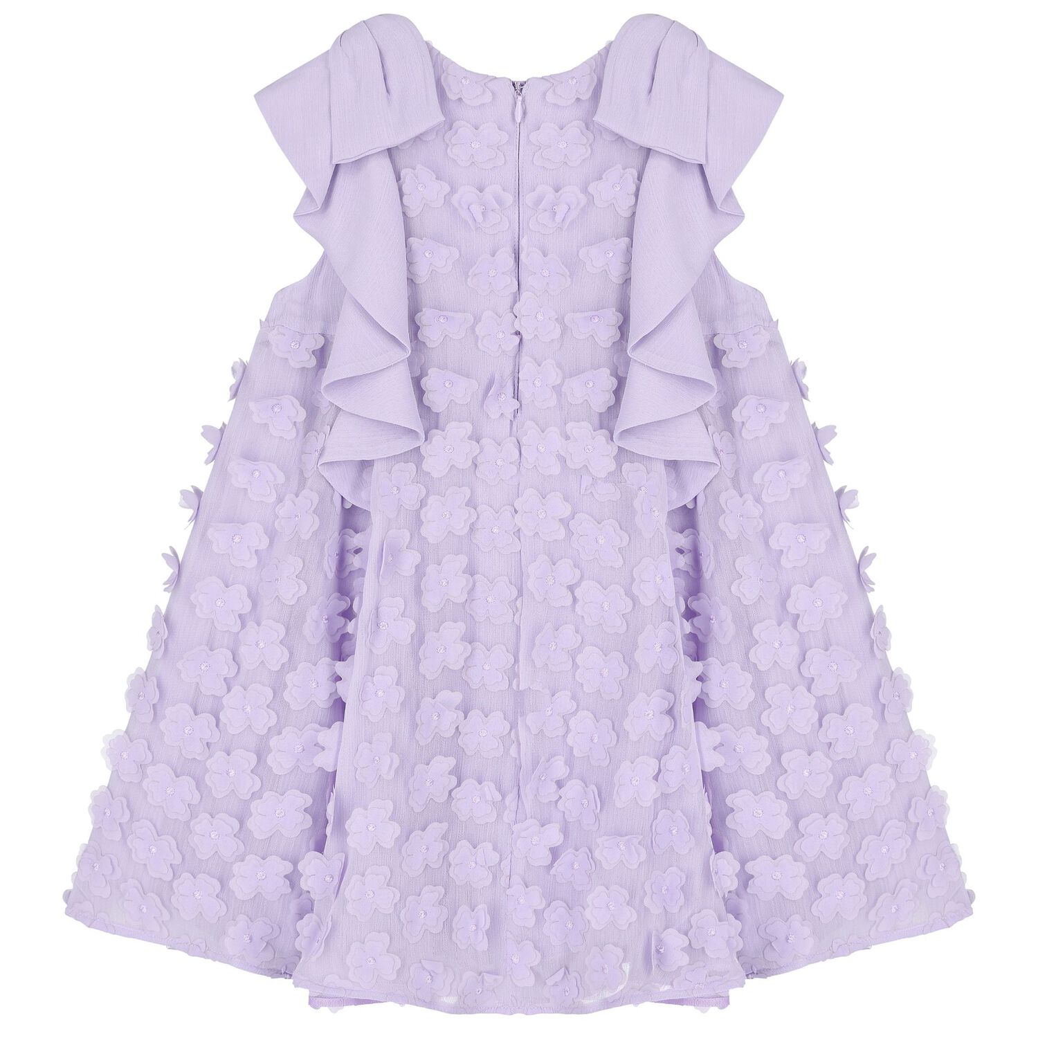 Girls Lilac Flowers Chiffon Dress, 2, hi-res image number null