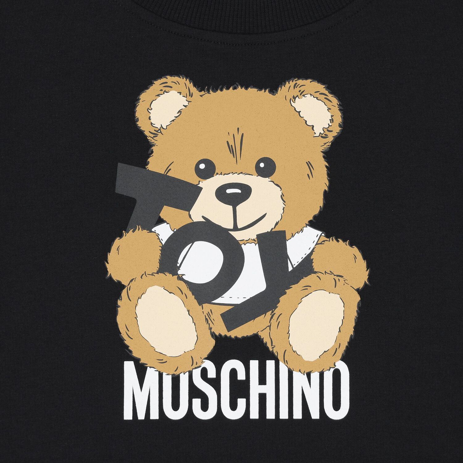 Girls Black Teddy Bear Logo T-Shirt, 4, hi-res image number null