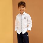 Boys White Logo Shirt, 1, hi-res
