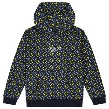 Boys Navy Blue Logo Hooded Top