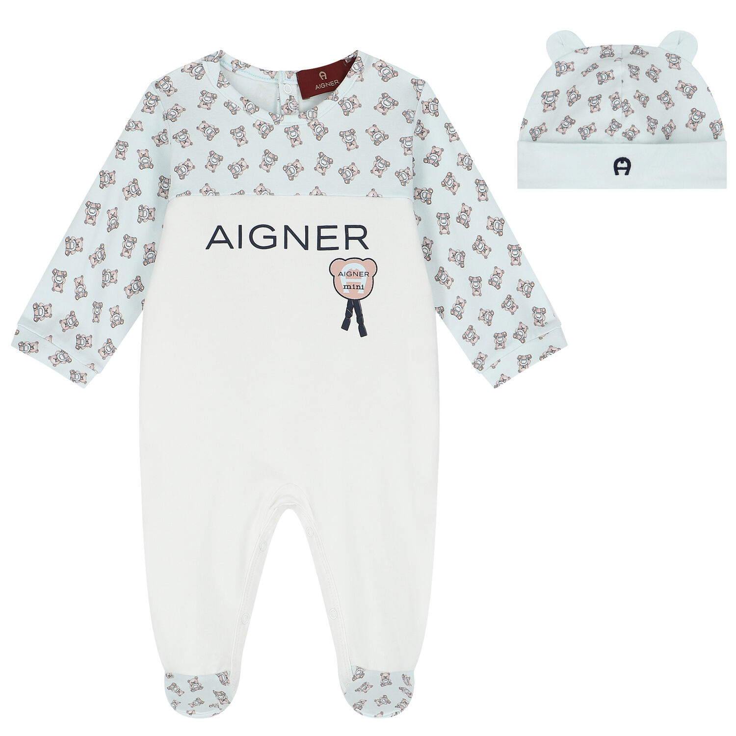 Blue & White Logo Babygrow Set, 1, hi-res