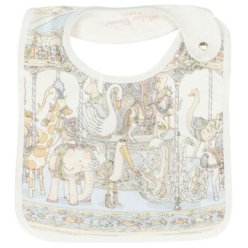 Baby Boys Ivory & Blue Carousel Bib