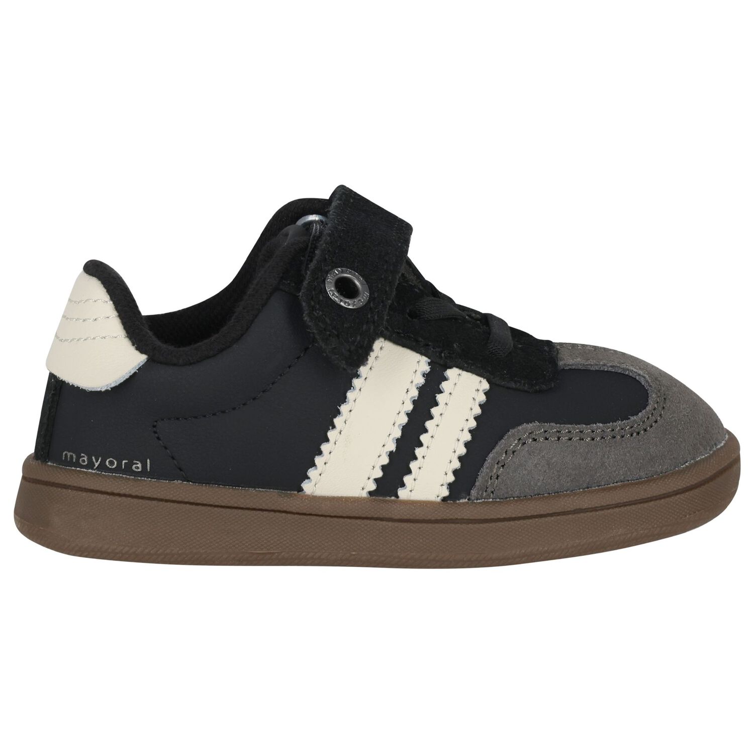 Younger Boys Black & White Trainers, 2, hi-res