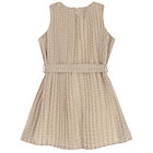 Girls Ivory Logo Pleated Chiffon Dress, 1, hi-res