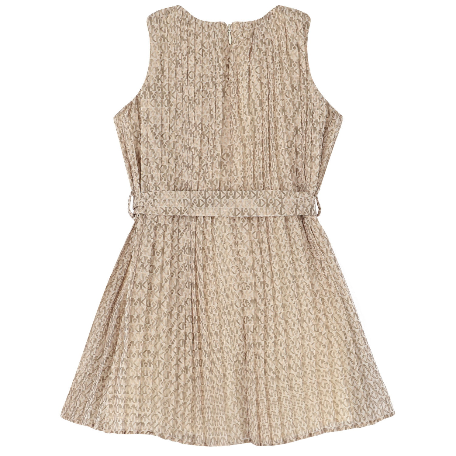 Girls Ivory Logo Pleated Chiffon Dress, 1, hi-res