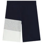Boys Navy Blue Logo Shorts, 2, hi-res