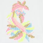 Girls White Sequin Flamingo T-Shirt , 1, hi-res
