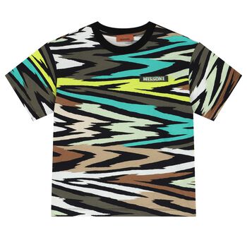 Boys Multi-Coloured Zigzag Logo T-Shirt