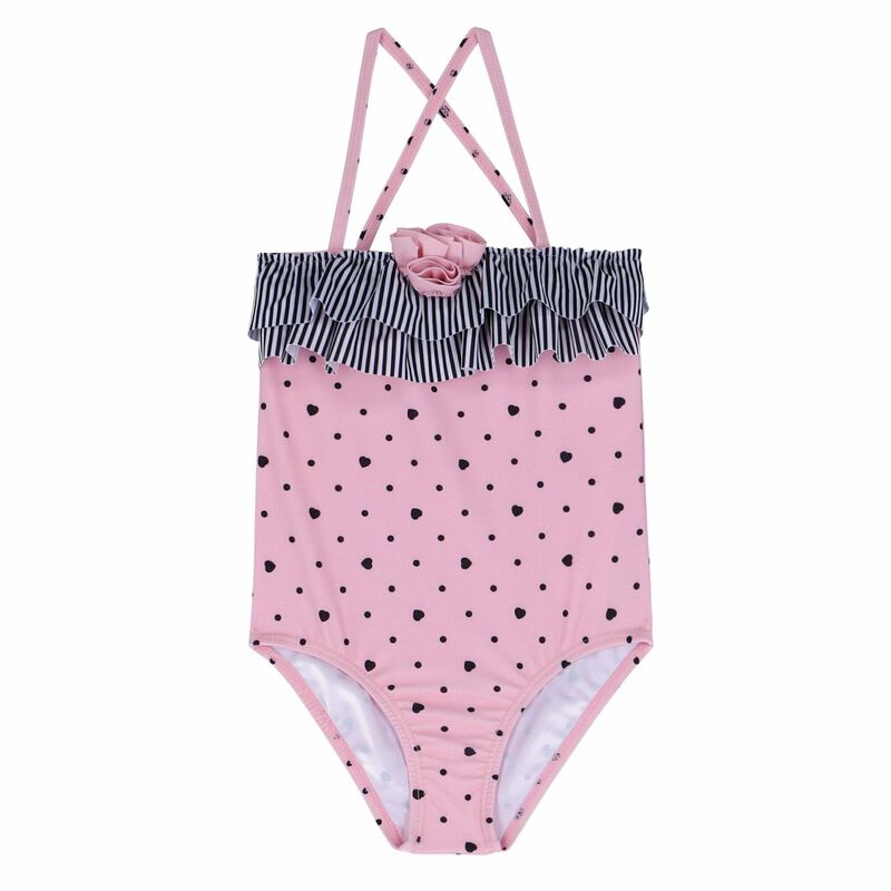 Girls Pink & Black Swimsuit, 1, hi-res image number null