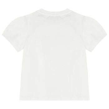 Girls White Rhinestone Logo Blouse