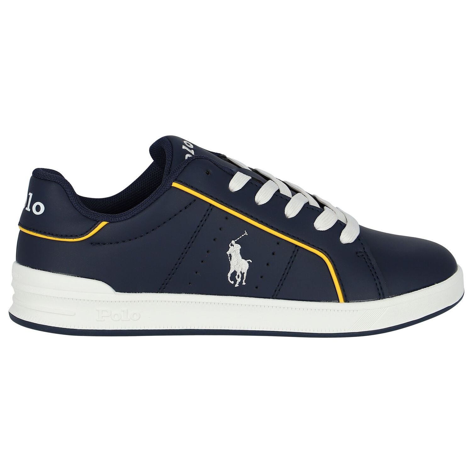 Boys Navy Blue Logo Trainers, 1, hi-res