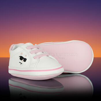 Baby White & Pink Choupette Pre Walker Shoes