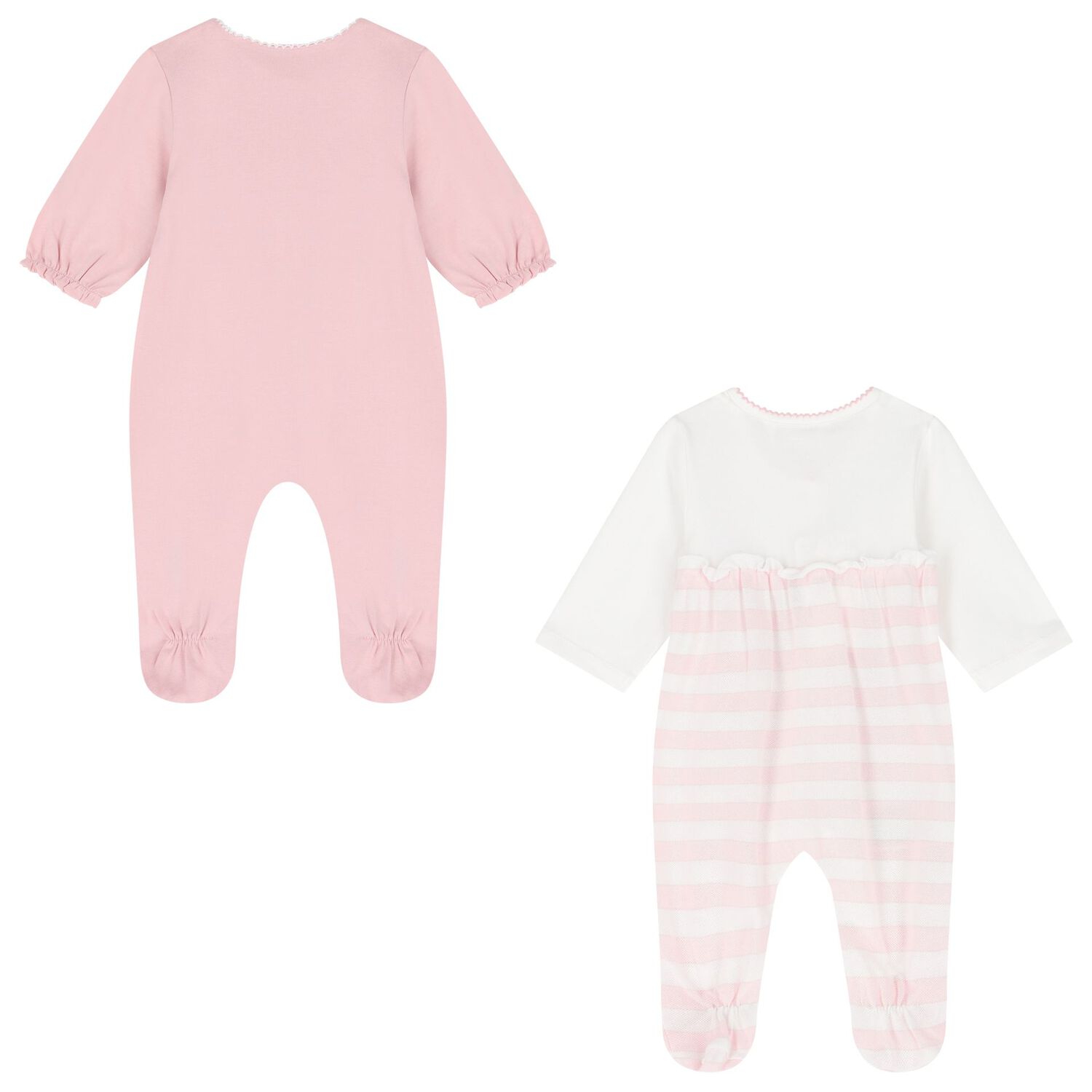 Baby Girls White & Pink Babygrows ( 2-Pack ), 1, hi-res