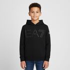 Boys Black Logo Hooded Top, 1, hi-res