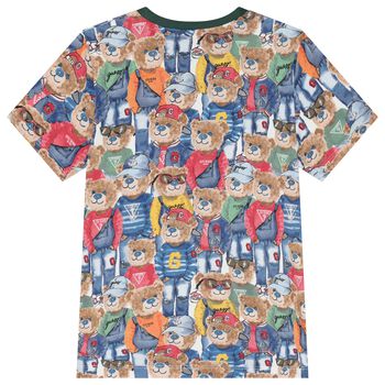 Boys Multi-Coloured Teddy Bear Logo T-Shirt