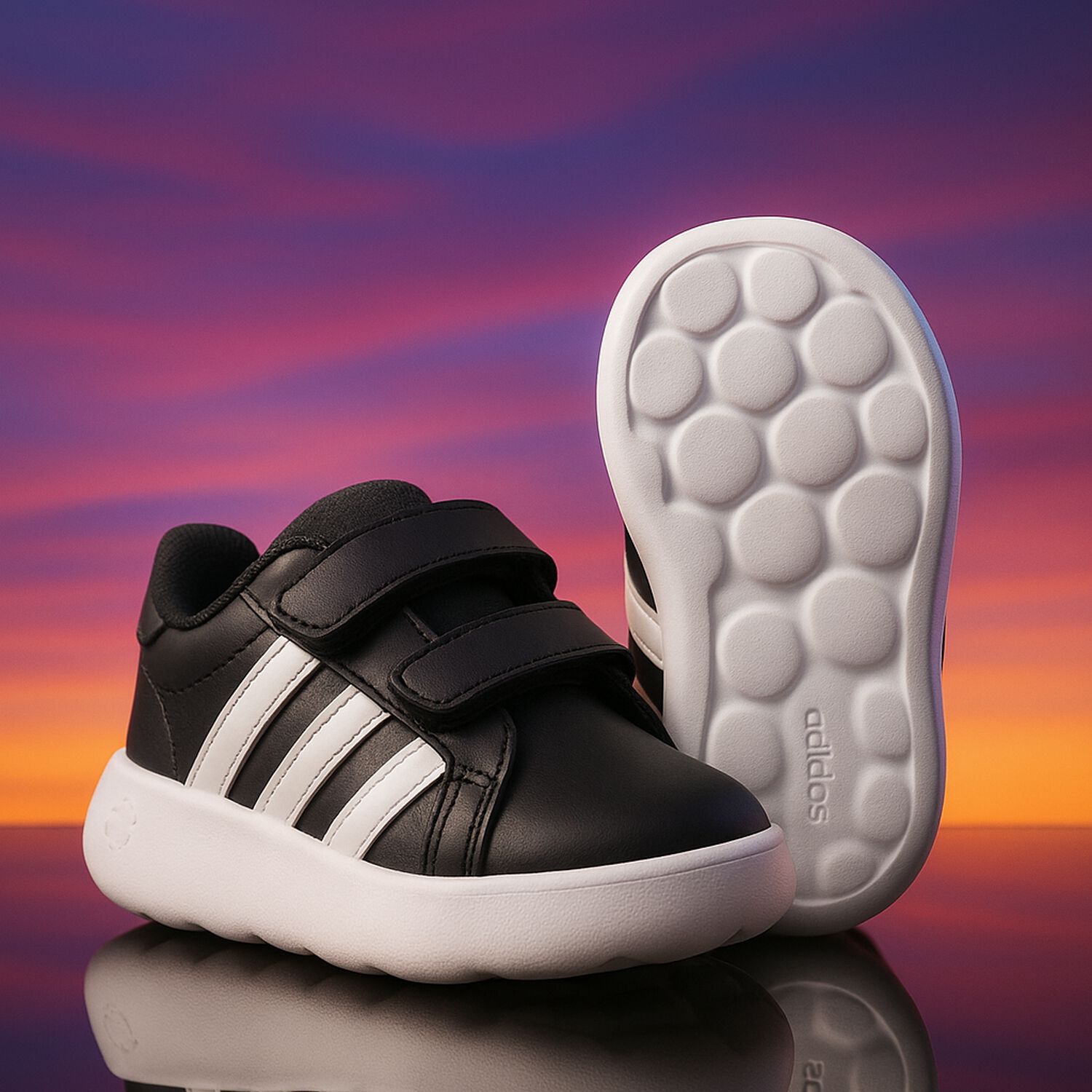 Black & White Grand Court Trainers, 1, hi-res