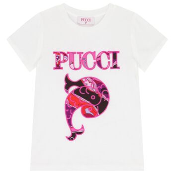 Girls Ivory Pesci Logo T-Shirt