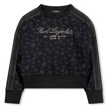 KARL LAGERFELD Girls Black Logo Sweatshirt, 1 Girls Black Logo Sweatshirt